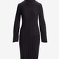 Turtleneck Bell Sleeve Wide Rib Sweater Dress Black