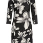 Beyond Travel Hibiscus Floral V-Neck Dress Jet Black Ivory Coast