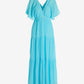 V Neck Gauze Tiered Maxi Dress Light Turquoise