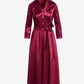 Three Quarter Sleeve Button Up Shirt Midi Dress Wine
