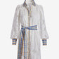Status Print Collared Lace Shirt Dress Filagree Borders