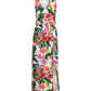 Tropical Oasis Print Blouson Slit Ankle-Length Dress Pink/Green