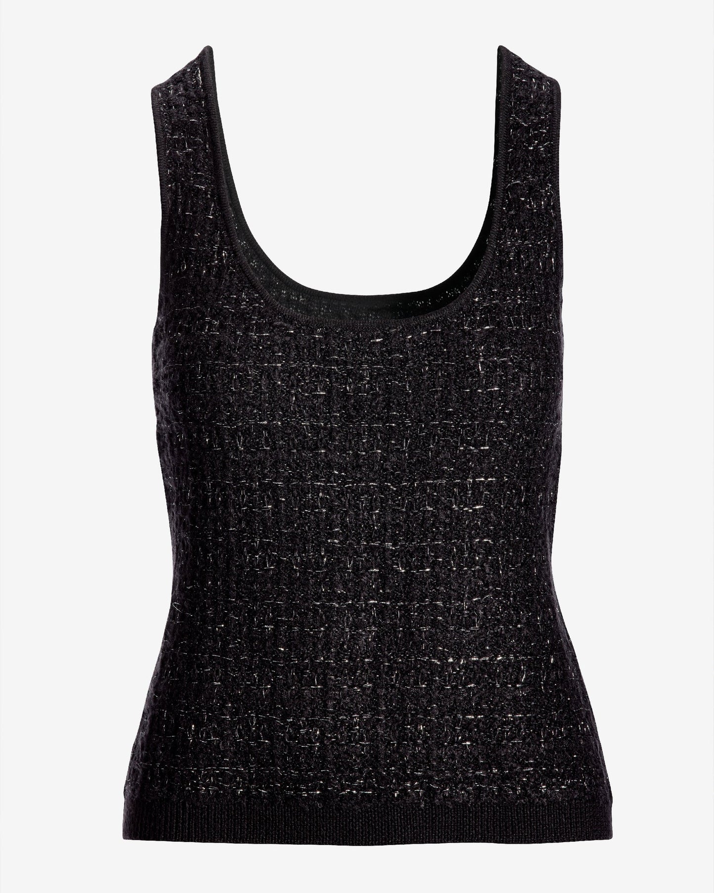 Sweater Tweed Scoop Neck Tank Black/Silver