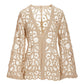 Transitional Balloon Sleeve Crochet Hip Length Duster Tan