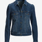 Stretch Denim Puff Sleeve Jacket Medium Wash