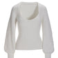 Sweetheart Neckline Shaker Stitch Sweater Off White