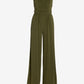 Strapless Ruched Wide Leg Knit Jumpsuit Moss Green