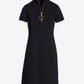 Zip Up Short Sleeve Shift Dress Black