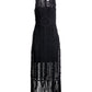 All Over Macrame Fringe Dress Black