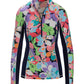 B-Active Bright Abstract Print Half-Zip Sport Top Multi