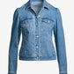 Stretch Denim Puff Sleeve Jacket Light Med Wash