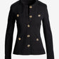 Ultimate Ponte Crest Button Collarless Jacket Black