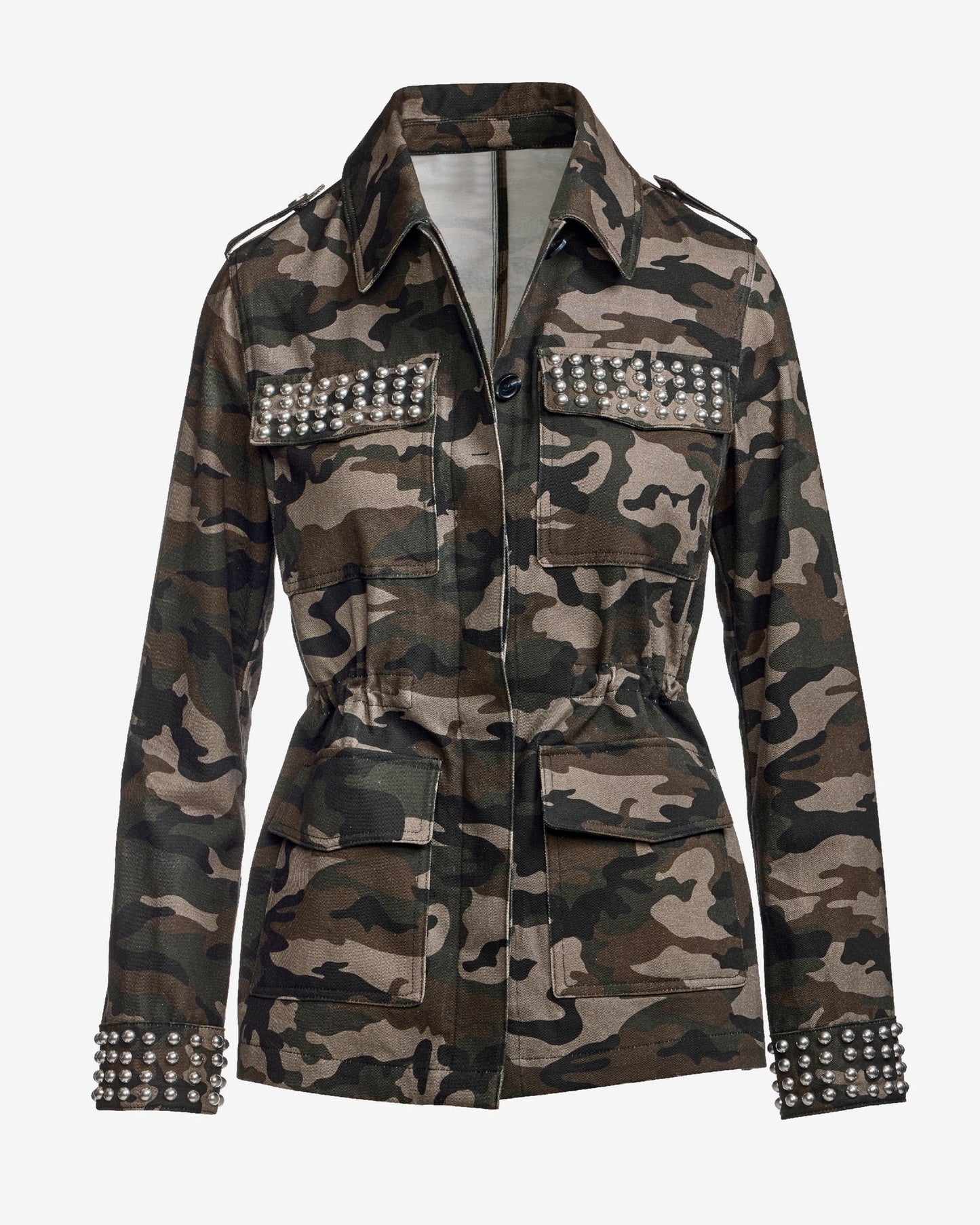 Studded Shaped Utility Jacket Green Multi