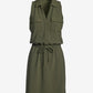 Beyond Travel Chic Drawstring Utility Dress Olive Night