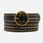 Soraya | Studded Leather Belt with Gold Round Buckle