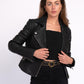 Soraya | Studded Leather Belt with Gold Round Buckle