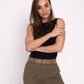 Soraya | Studded Leather Belt with Gold Round Buckle